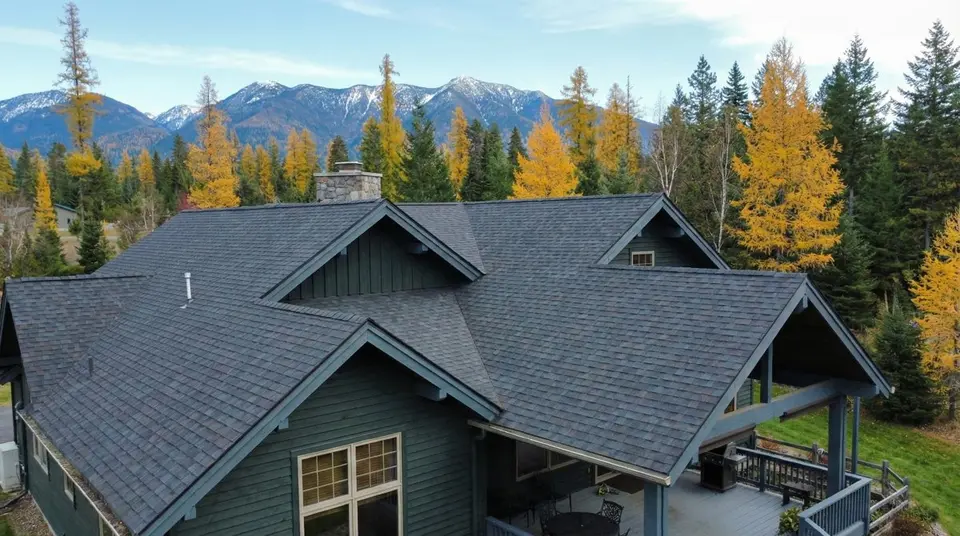 Architectural asphalt shingle roof on a two-story home